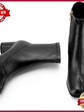 Split Toe Ankle Boots Low Heel Block Heels Booties Japanese Ninja Shoes Chunky